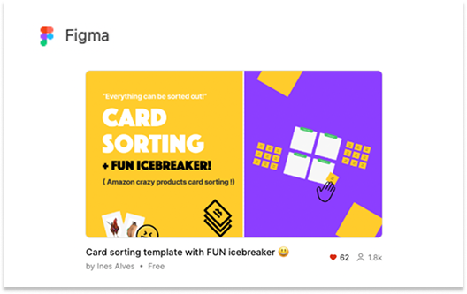 Figma community template: card sorting with fun icebreaker